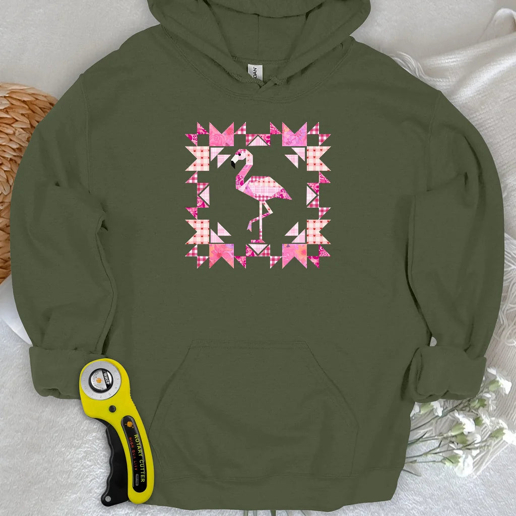 Sweat à capuche Flamant rose patchwork