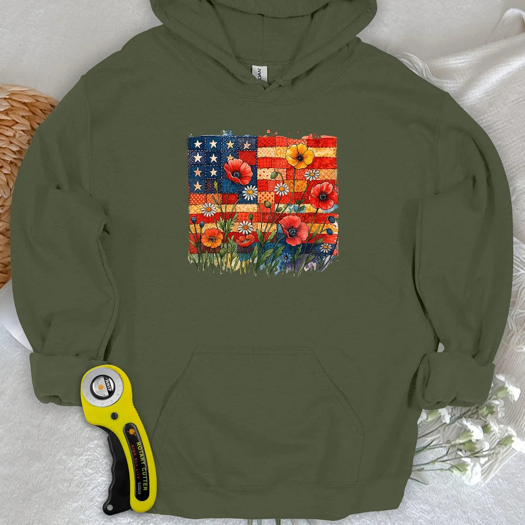 Sweat à capuche floral patchwork