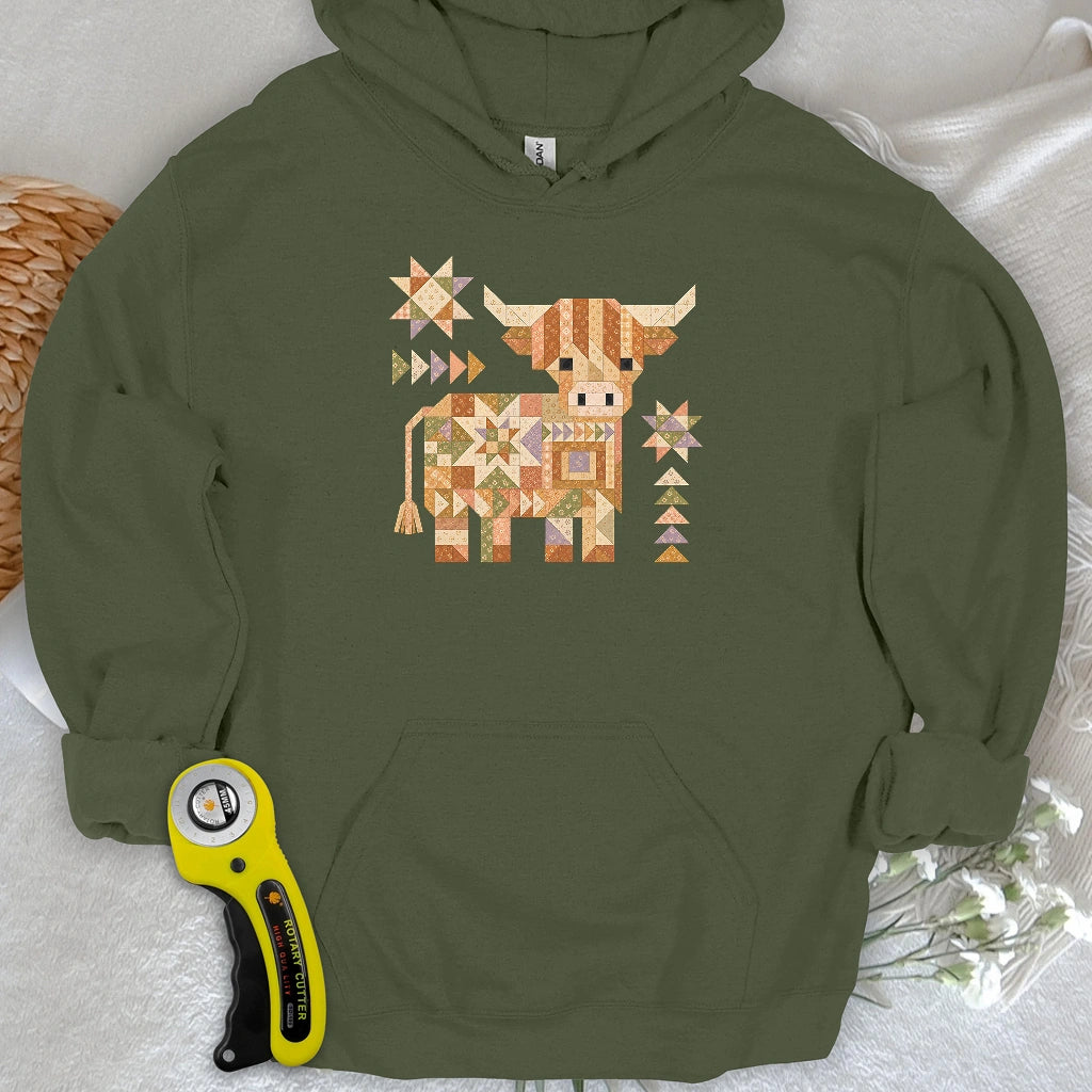Patchwork Highland Cow Hoodie