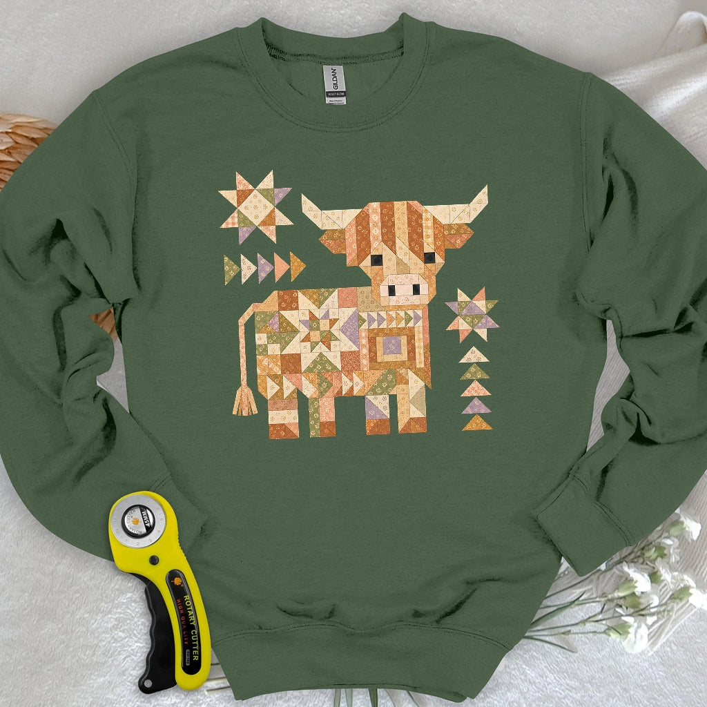 Patchwork Highland Cow Sweatshirt