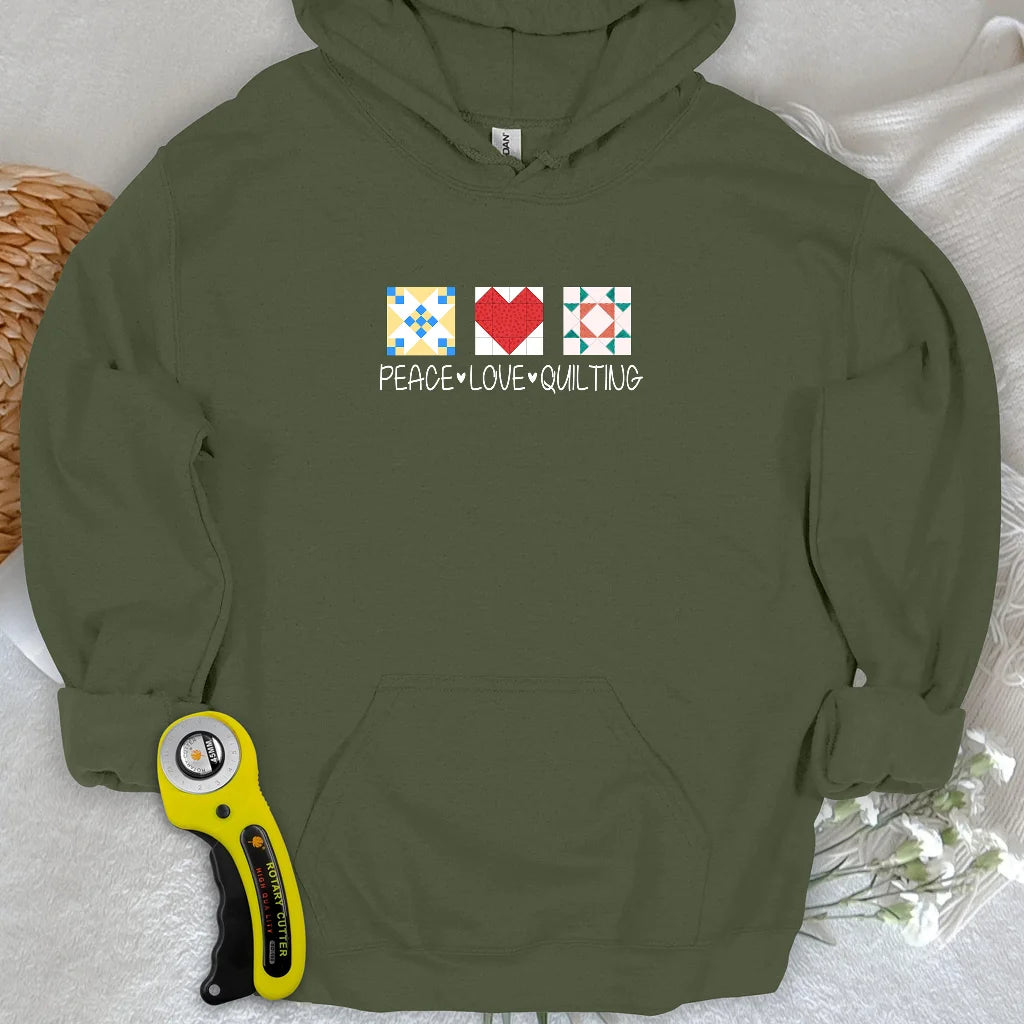 Sweat à capuche « Paix Amour Courtepointe »