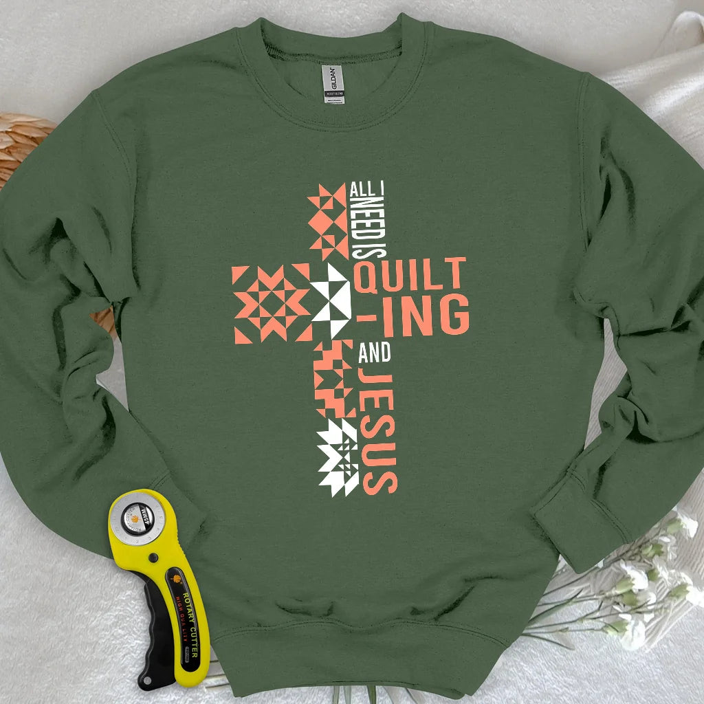 Sweat-shirt "Quilting and Jesus"