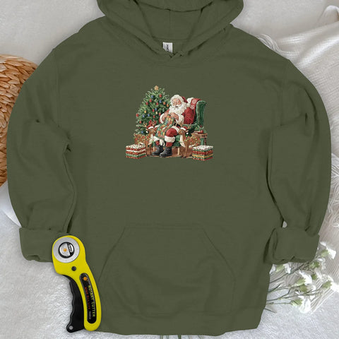 Felpa con cappuccio Babbo Natale del quilting