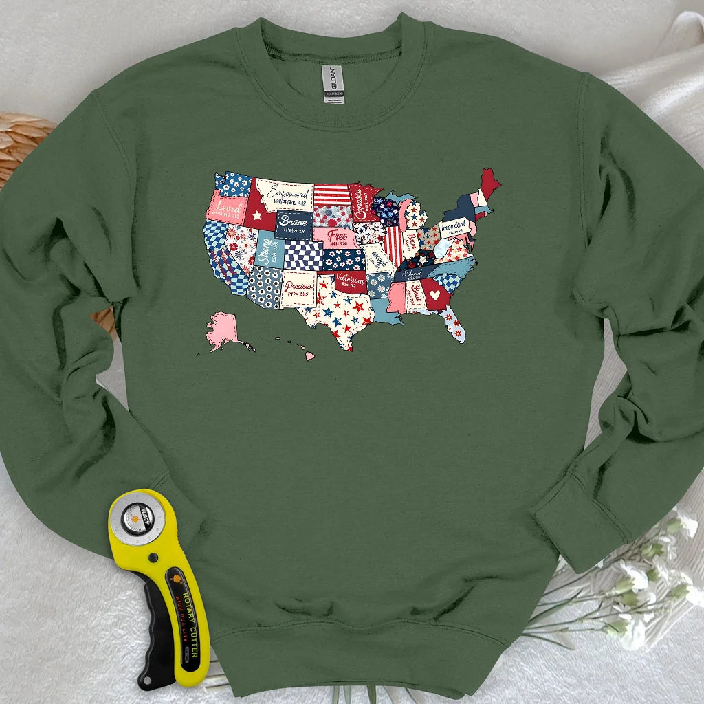 USA Quilt Map Sweatshirt