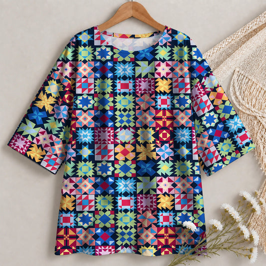 Patchwork Celebration 3/4 Sleeve T-shirt
