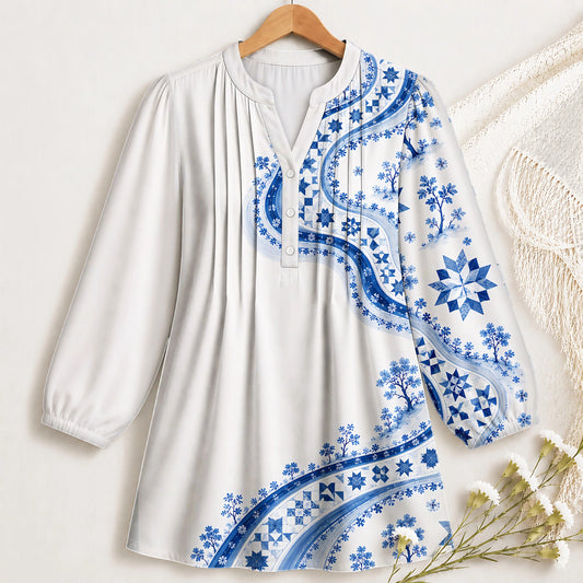 Blue Pattern Blouse