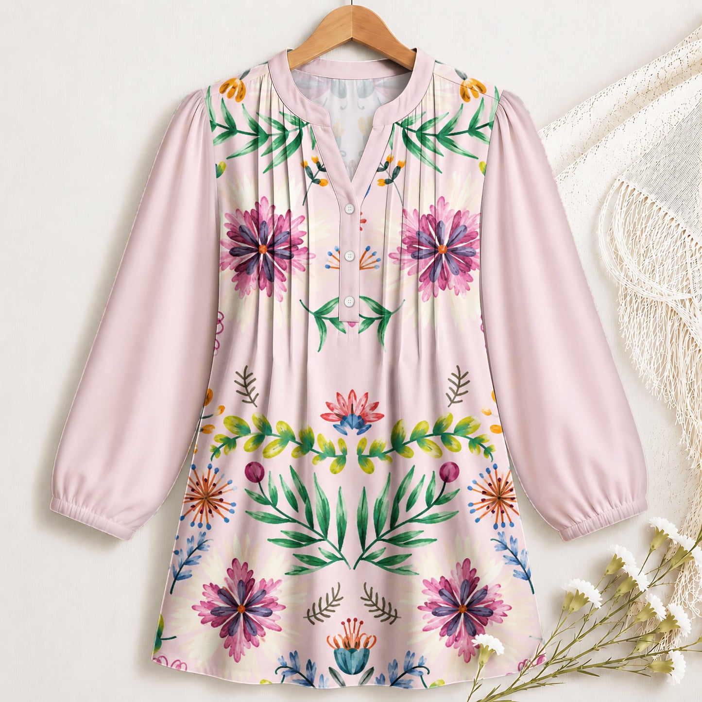 Pink Flower Garden Blouse