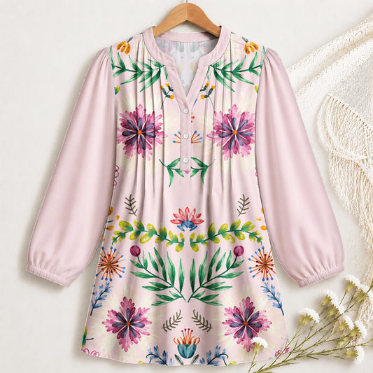 Pink Flower Garden Blouse