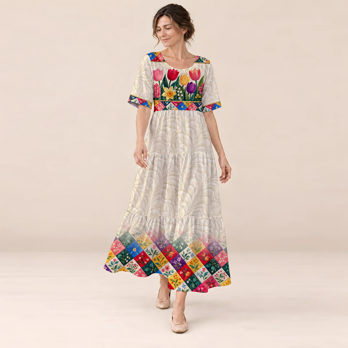 Tulip Garden Folk Long Dress