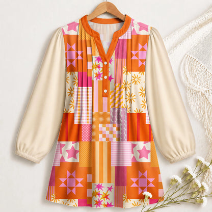 Gemütliche Patchwork-Bluse