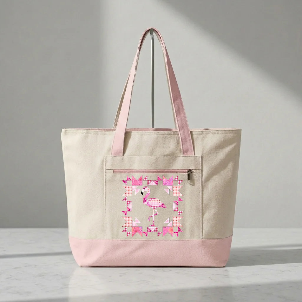 Patchwork Flamingo Panel Tote