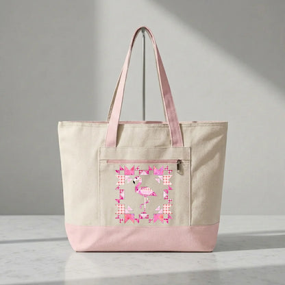 Patchwork Flamingo Panel Tote