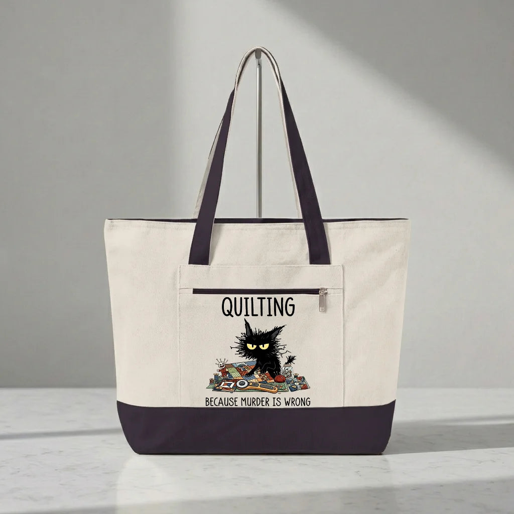 Grumpy Quilter Cat Tote