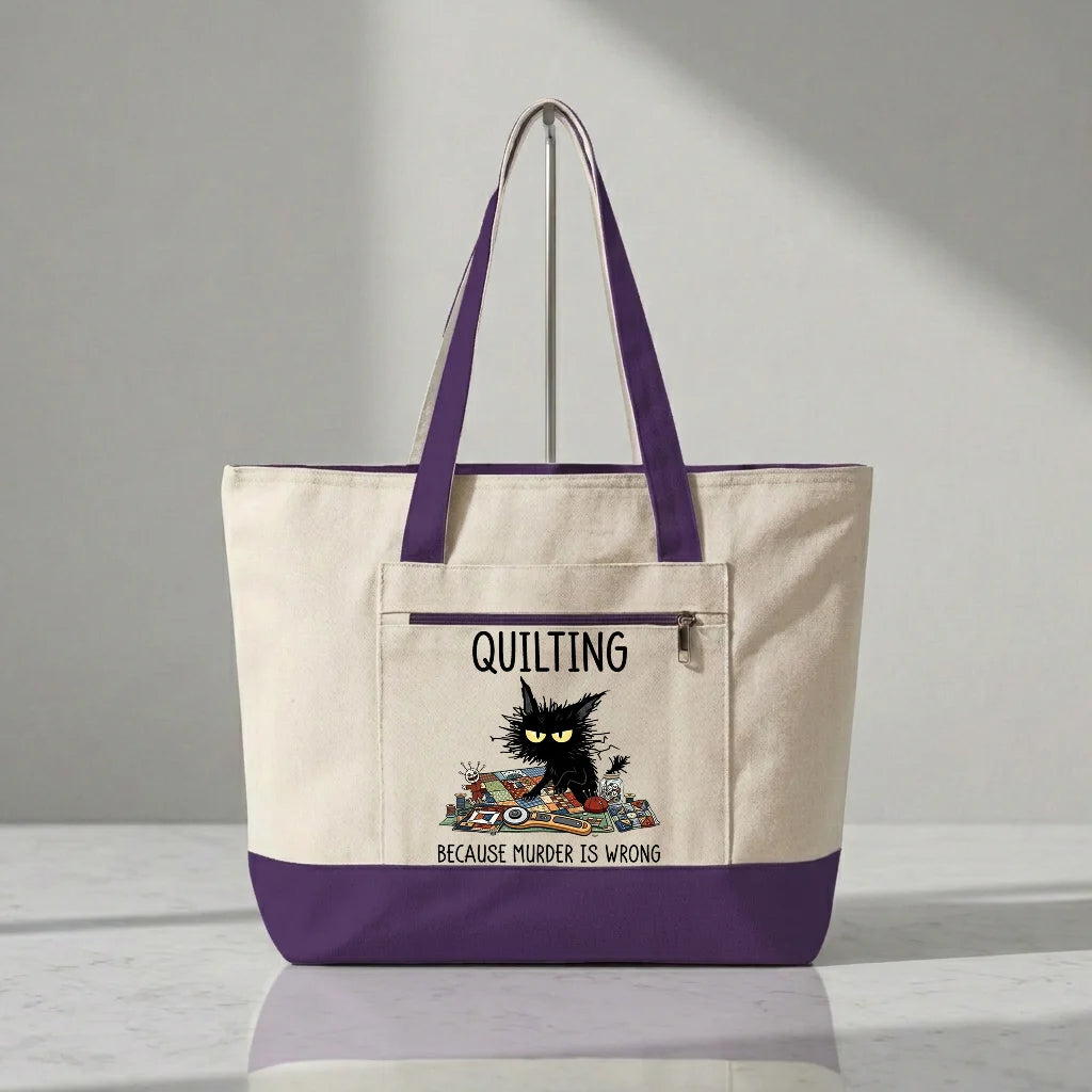 Grumpy Quilter Cat Tote