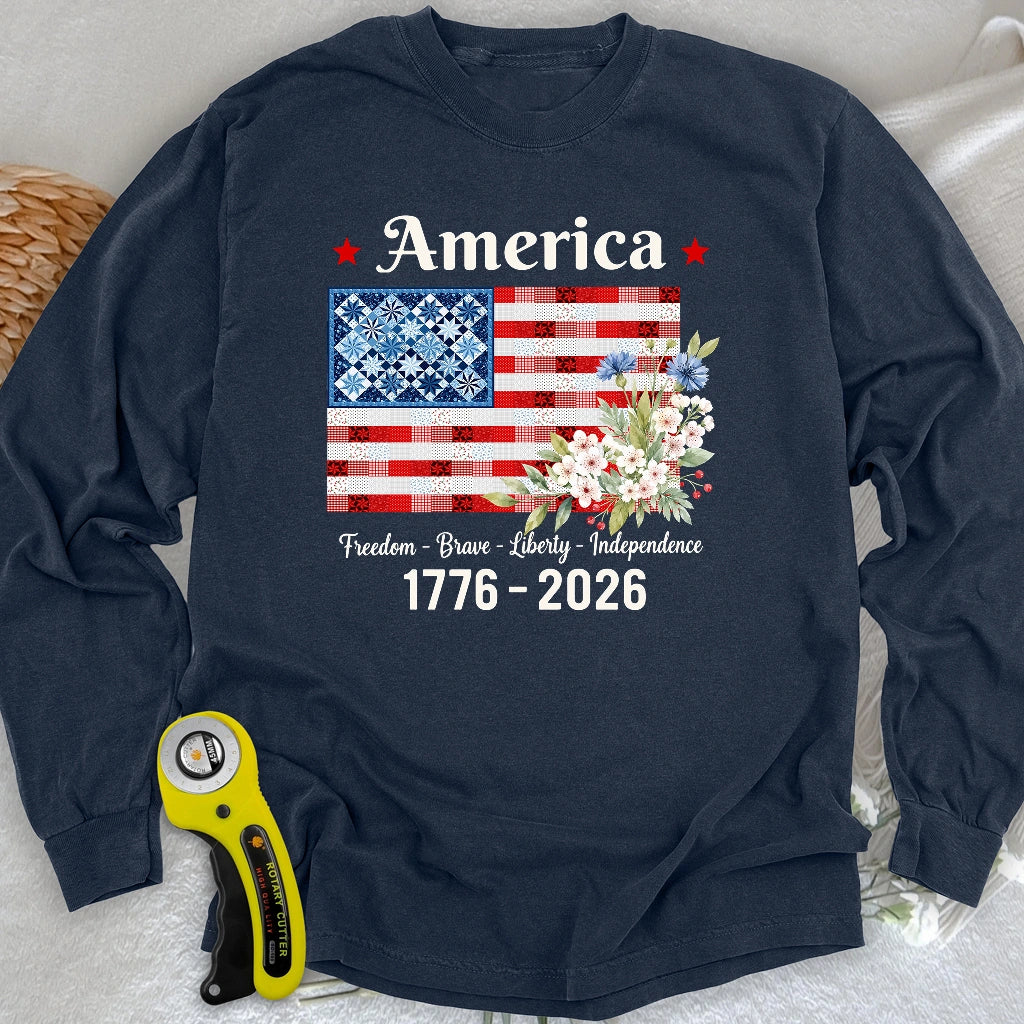 American Patchwork Bloom Long Sleeve T-shirt