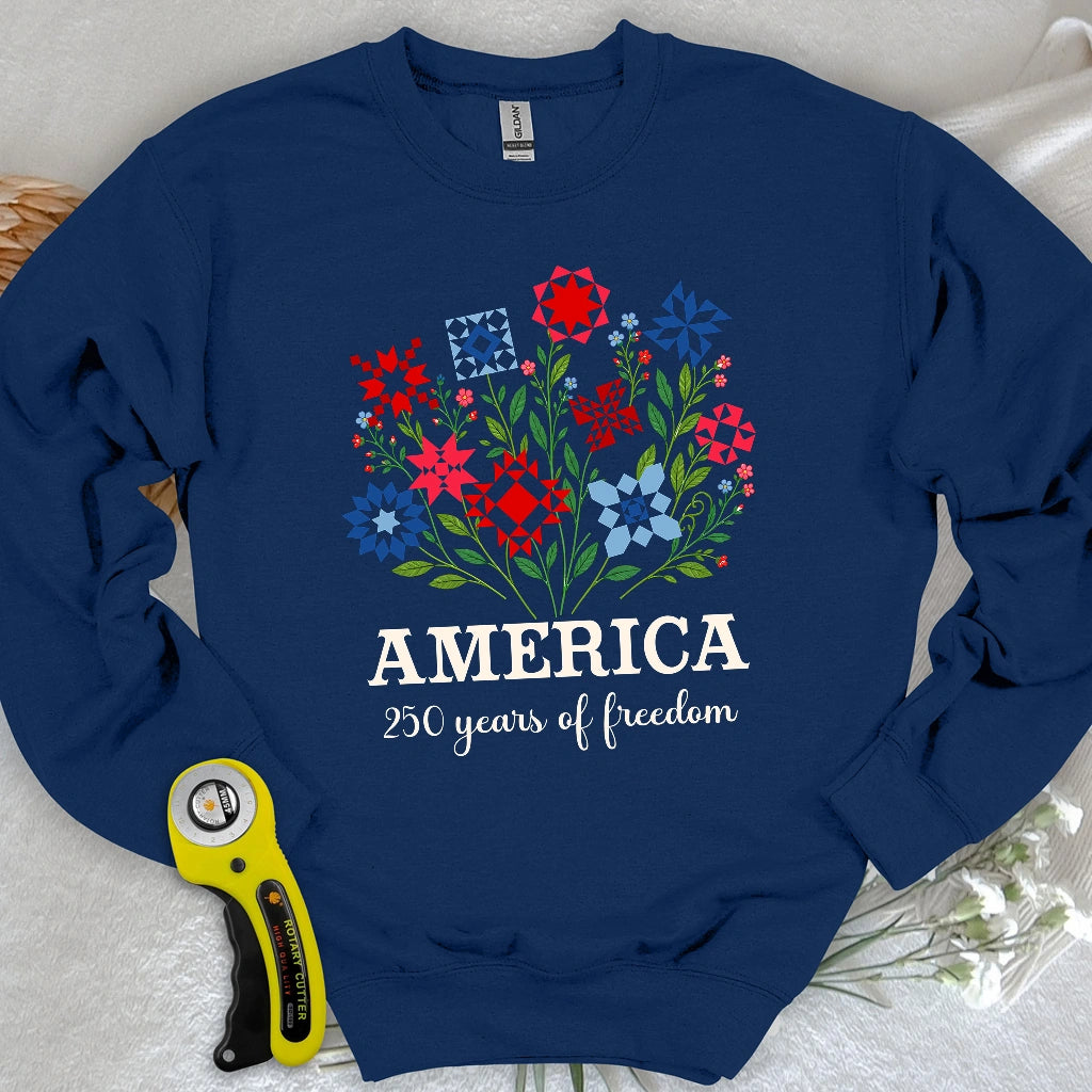 Americana Quilt Blooms Sweatshirt