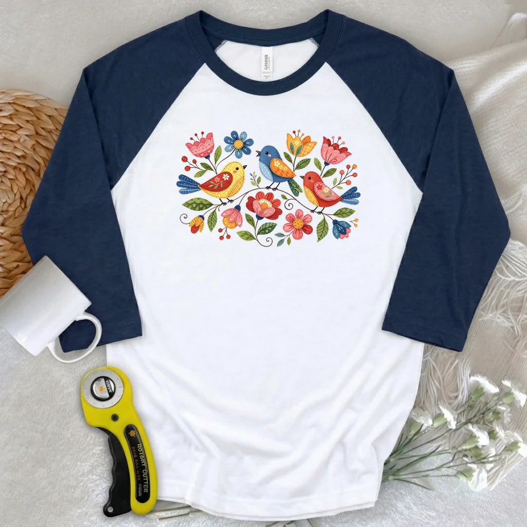Appliqué Garden 3/4 Sleeve T-shirt
