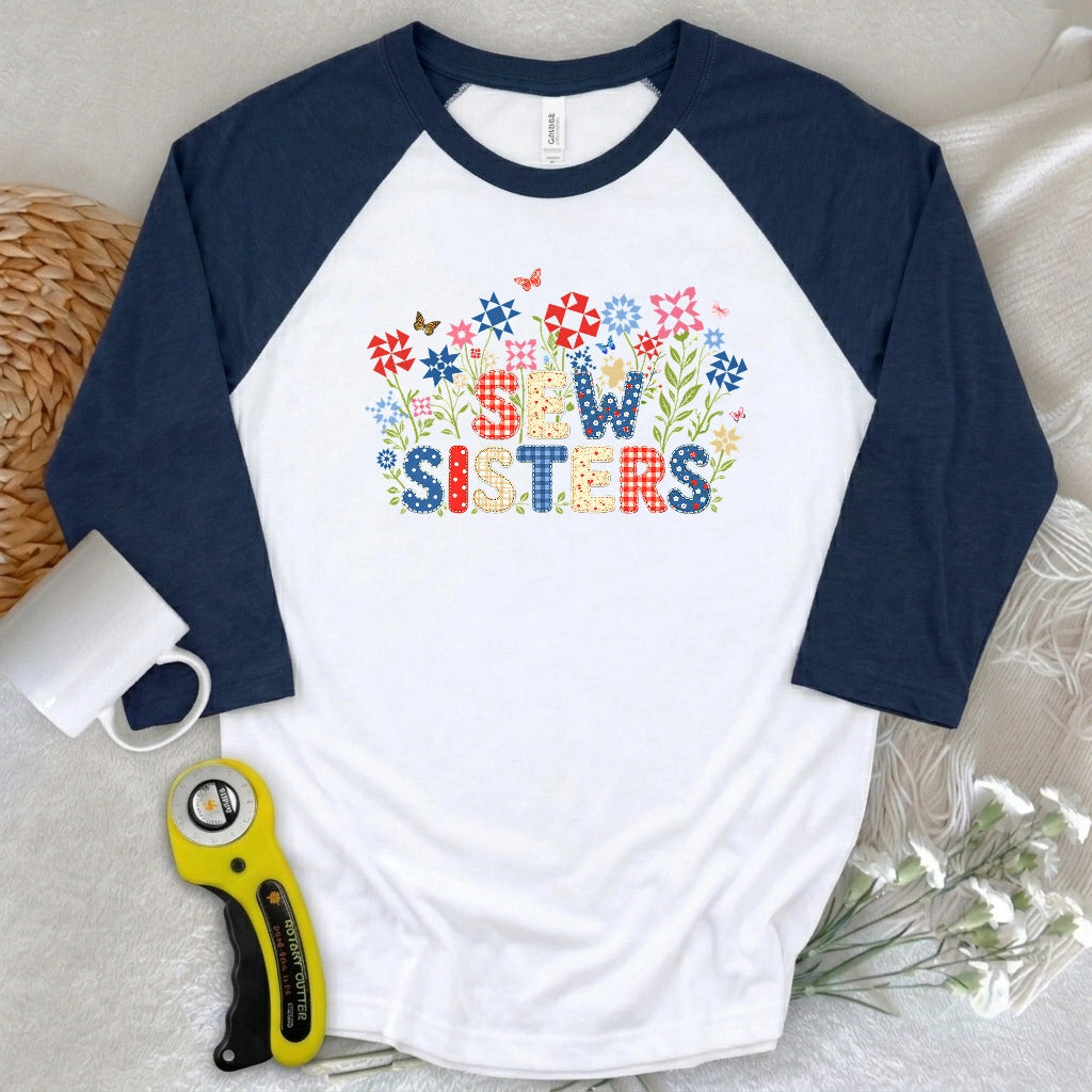 Appliqué Sew Sisters 3/4 Sleeve T-shirt