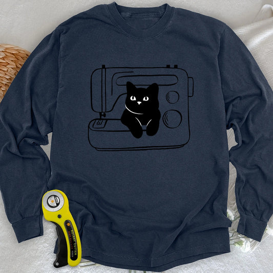 Black cat machine Long Sleeve T-shirt