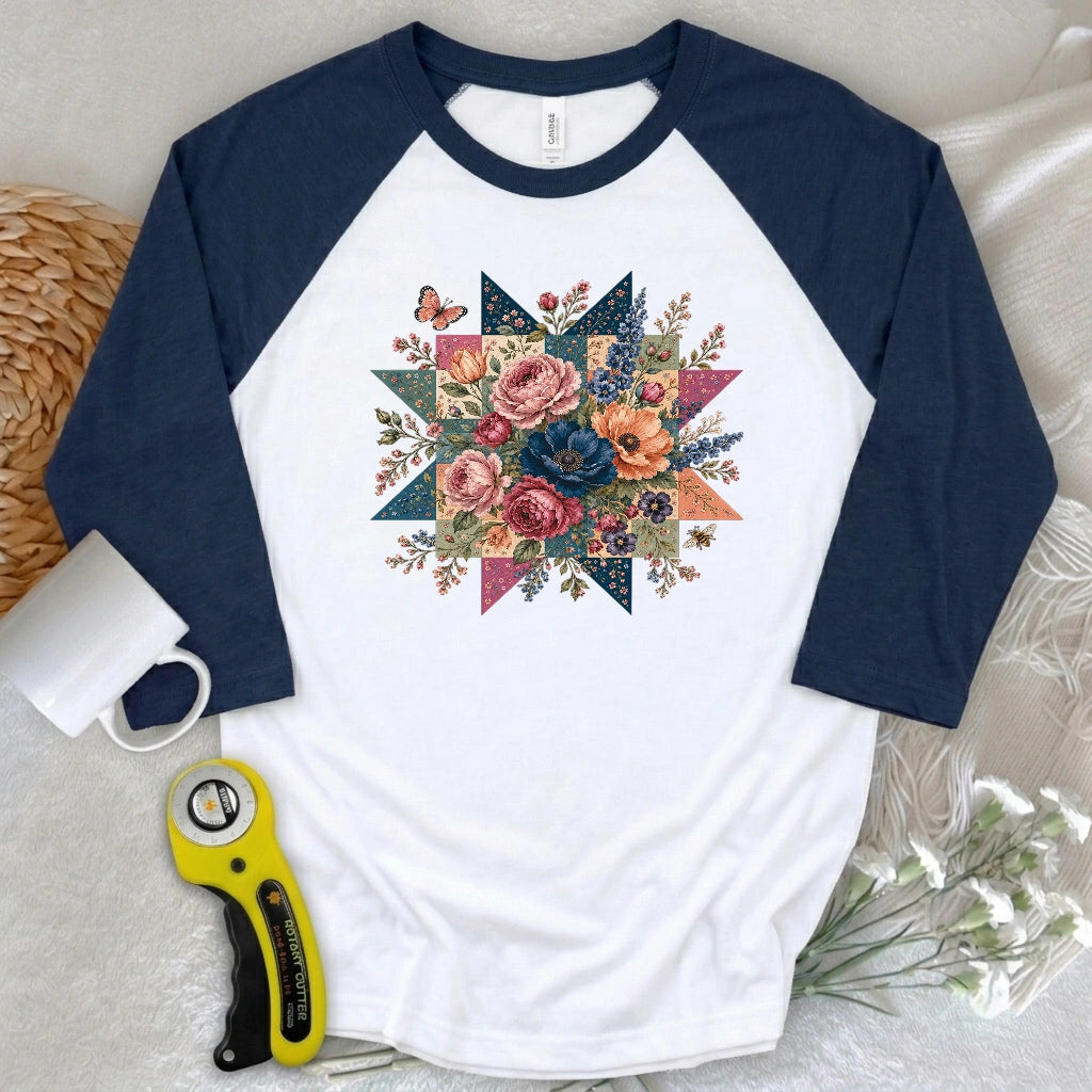Blooming Patchwork Star 3/4 Sleeve T-shirt