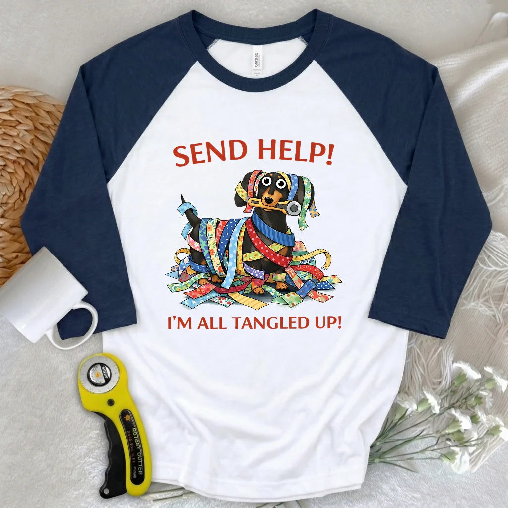 Fabric Strip Mess 3/4 Sleeve T-shirt
