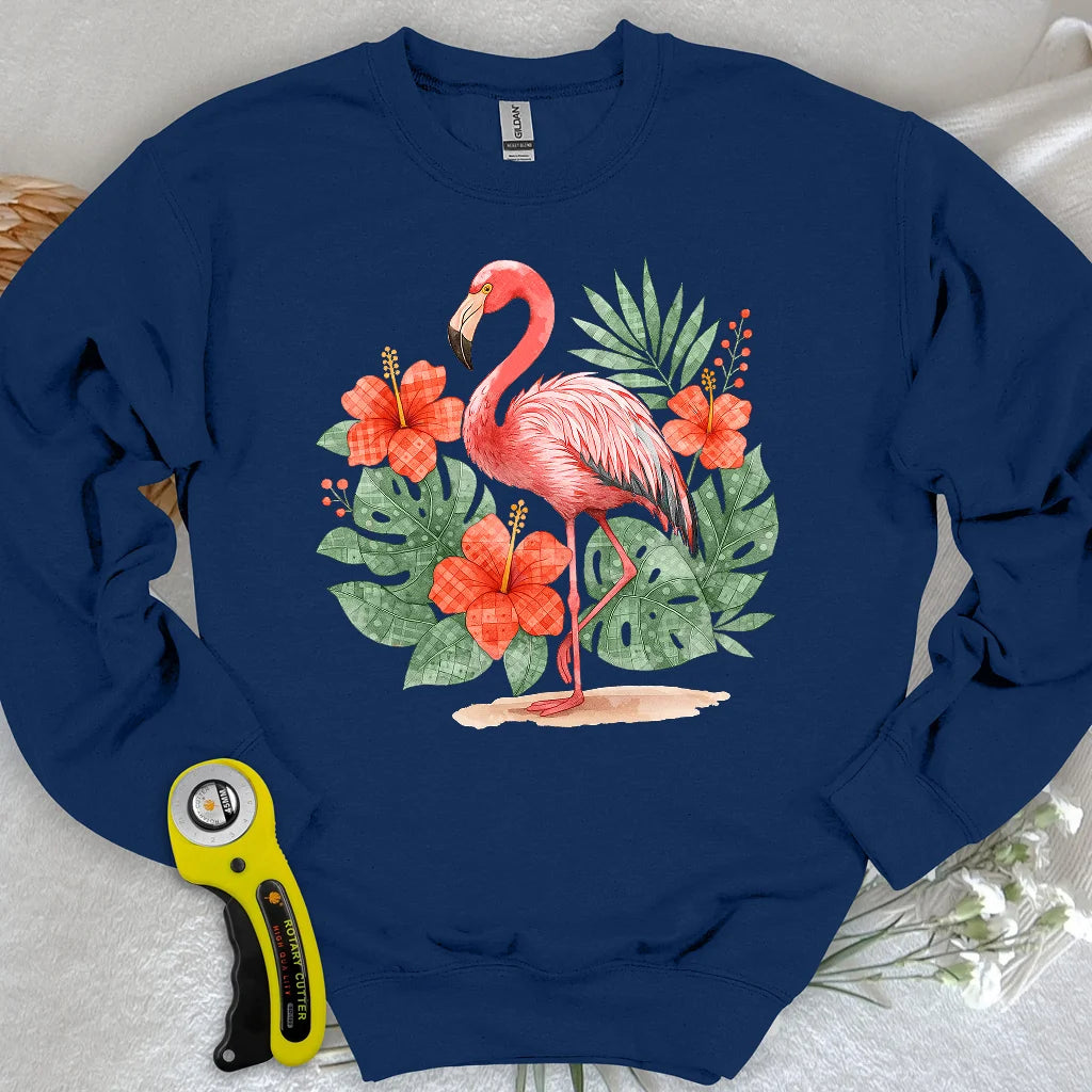 Flamingo- & Blumen-Patchwork-Sweatshirt