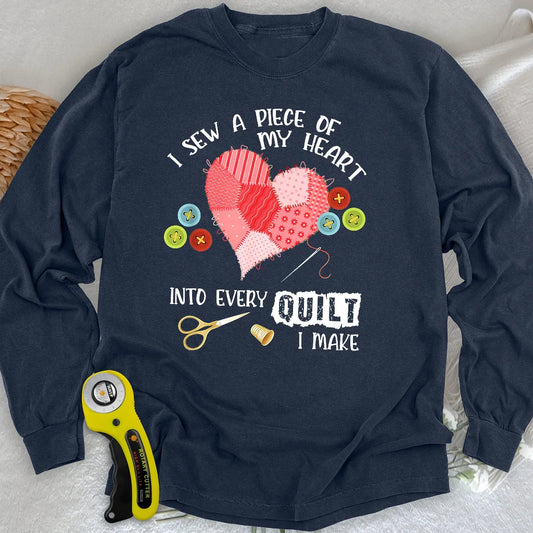 Heartstitched Quilt Love Langarm-T-Shirt