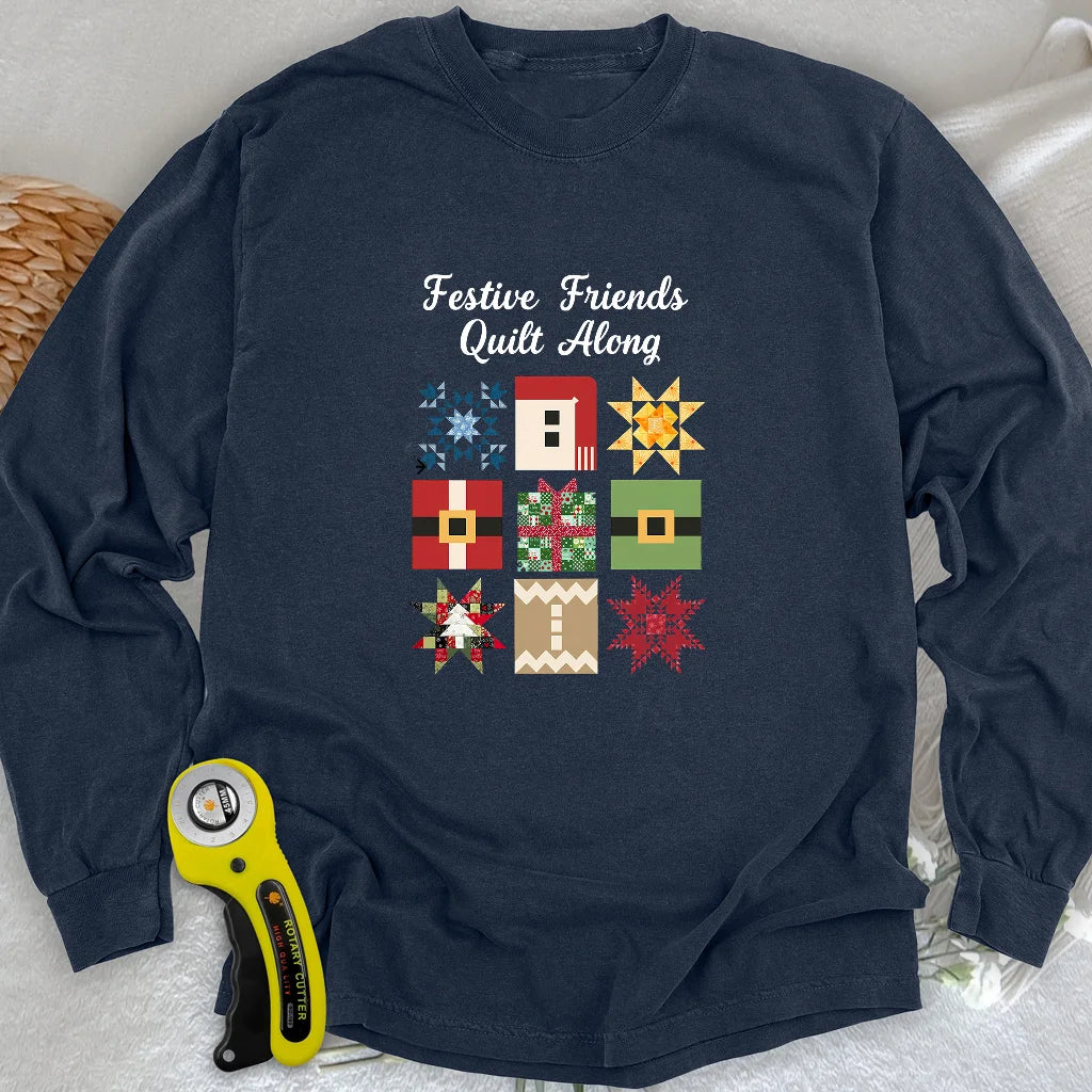 T-shirt à manches longues motif patchwork "Merry Makers"