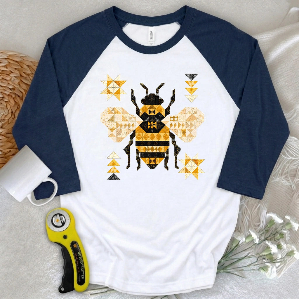 Patchwork Bee 3/4 Sleeve T-shirt