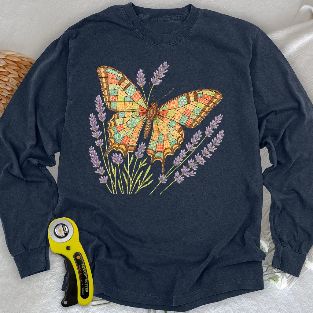 T-shirt papillon patchwork à manches longues
