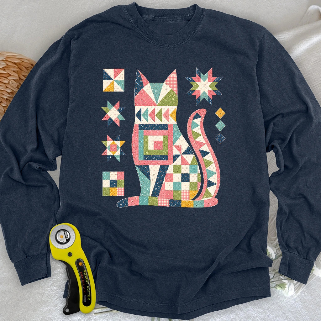 Patchwork Cat Long Sleeve T-shirt