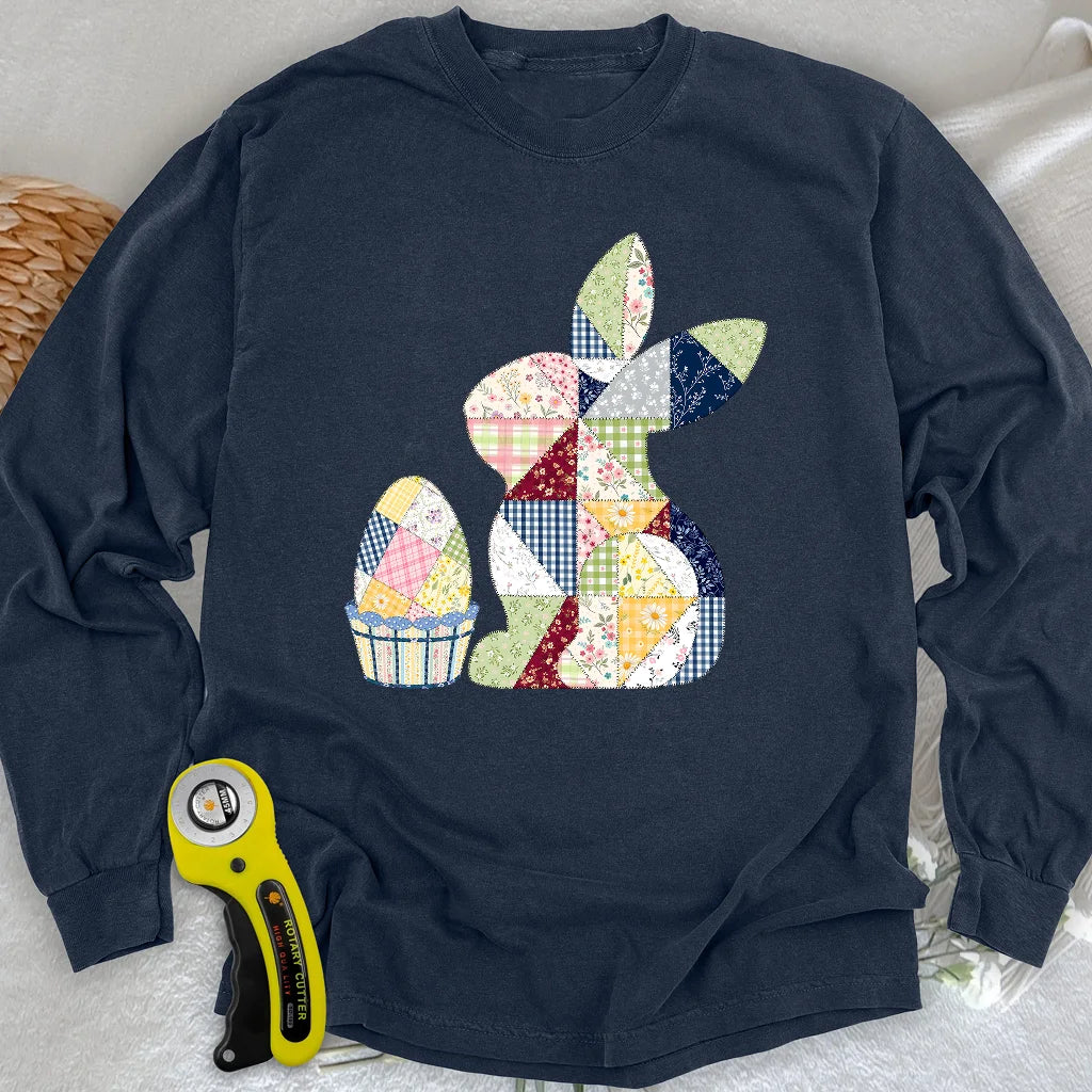 Patchwork Easter Bunny Long Sleeve T-shirt