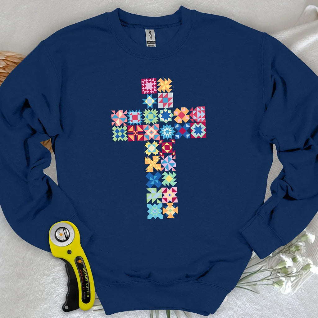 Patchwork Faith Cross Sweatshirt