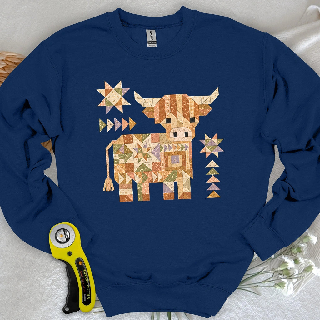 Patchwork Highland Cow Sweatshirt