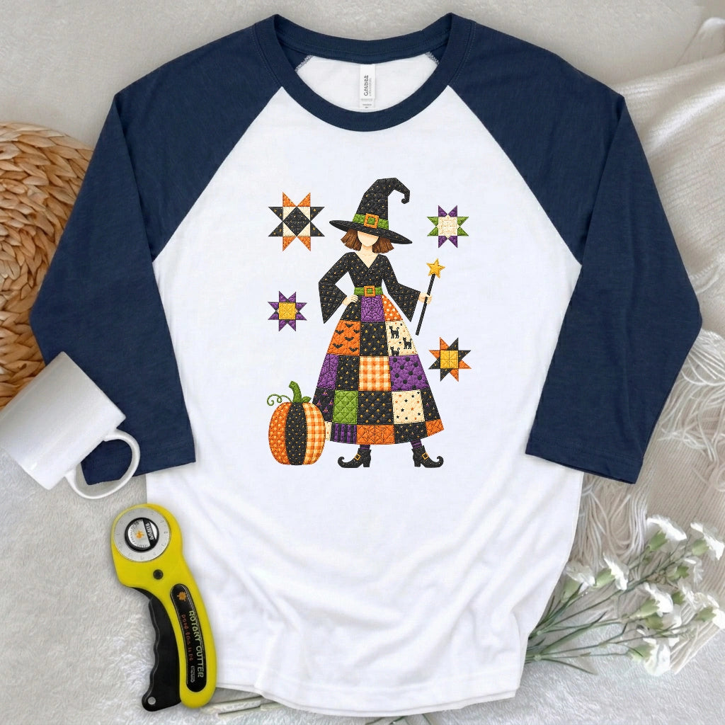 Patchwork Quilt Witch 3/4 Sleeve T-shirt