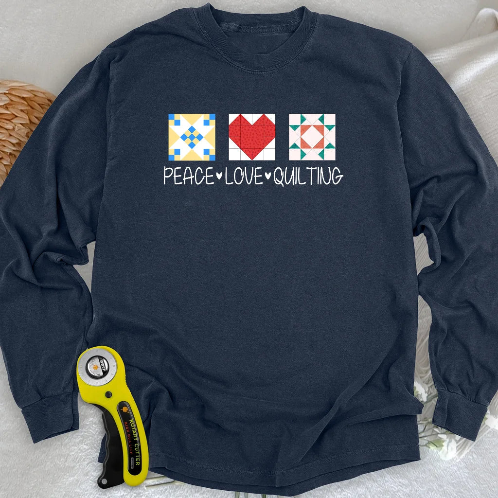 Peace Love Quilting Langarm-T-Shirt