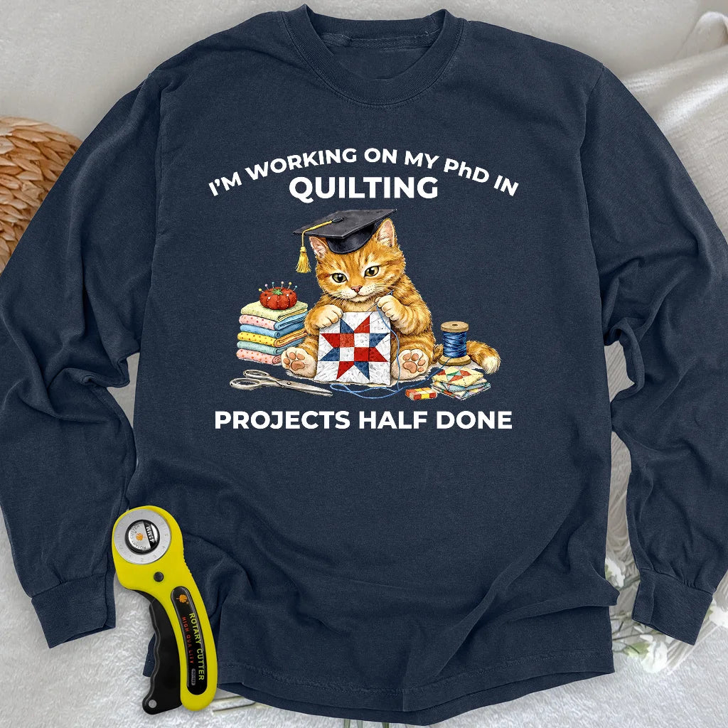 PhD in Quilting Langarm-T-Shirt