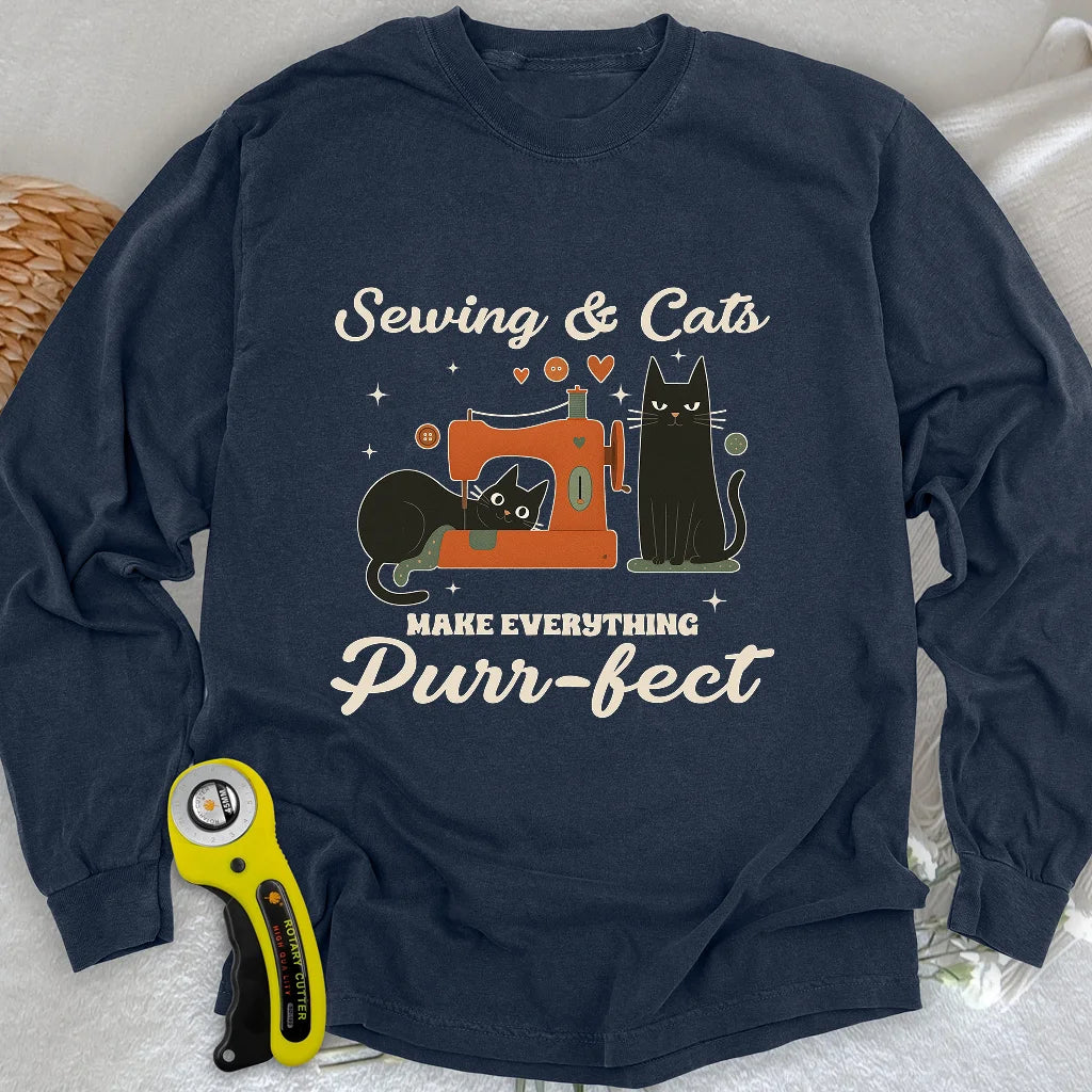 Purr-fect Sewing Long Sleeve T-shirt