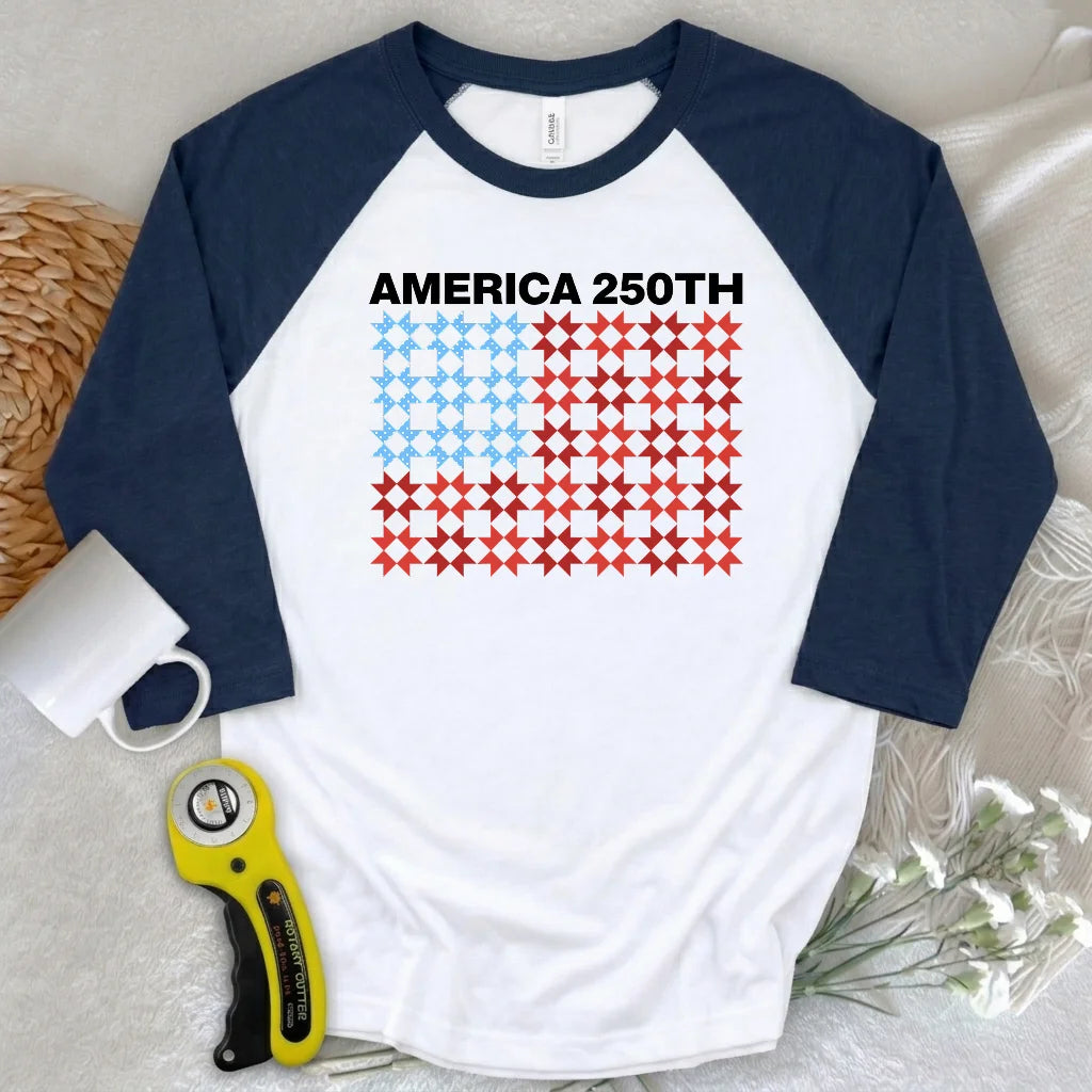 Quilted Tribute 3/4 Sleeve T-shirt