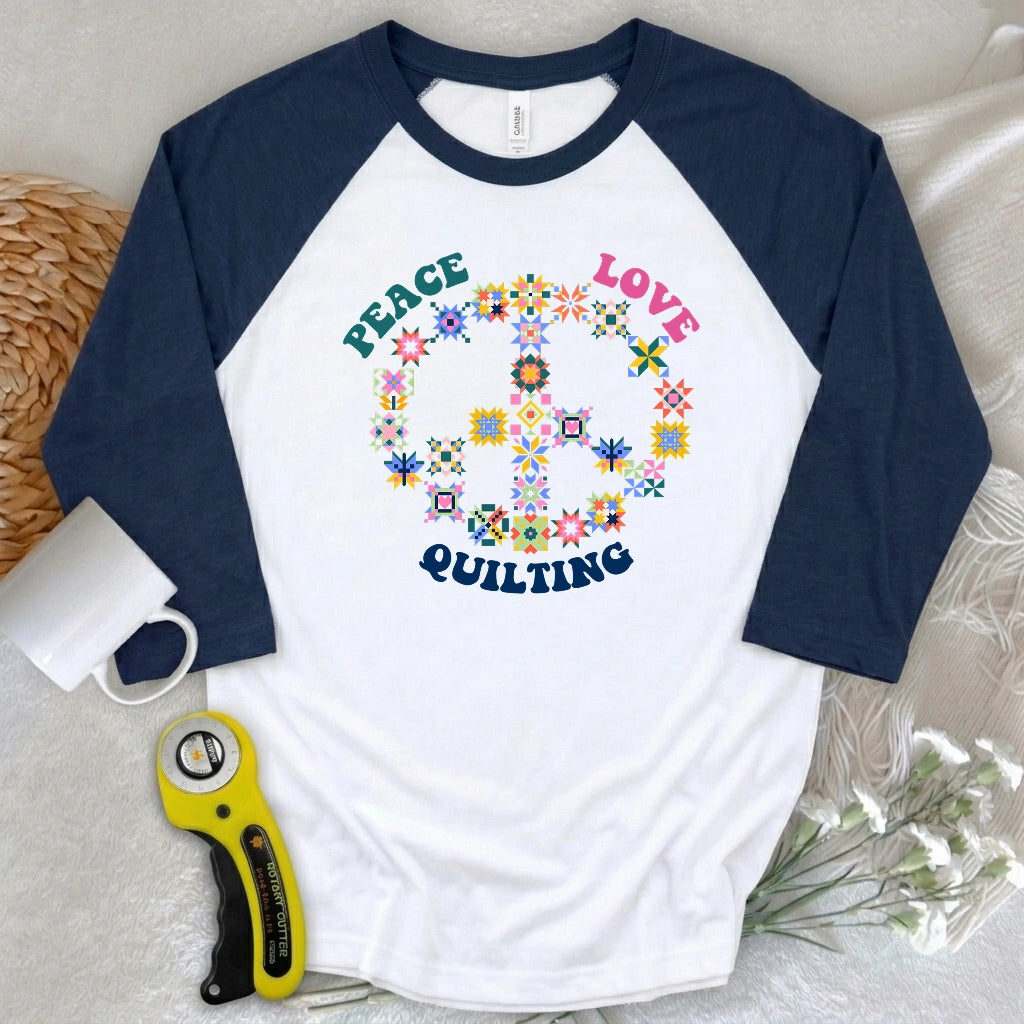 Quilting Brings Peace 3/4 Sleeve T-shirt