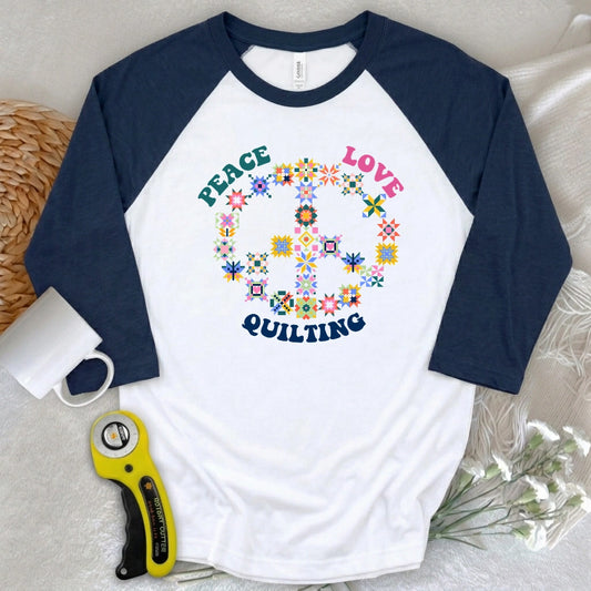Quilting Brings Peace 3/4 Sleeve T-shirt