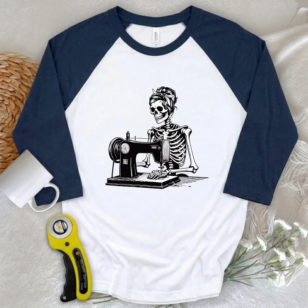 Quilting Skeleton 3/4 Sleeve T-shirt