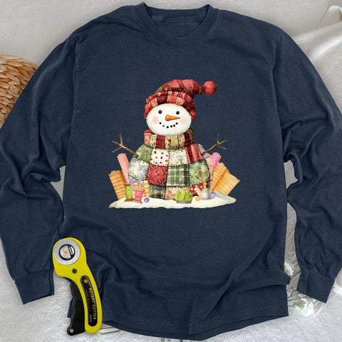 T-shirt a maniche lunghe con pupazzo di neve trapuntato