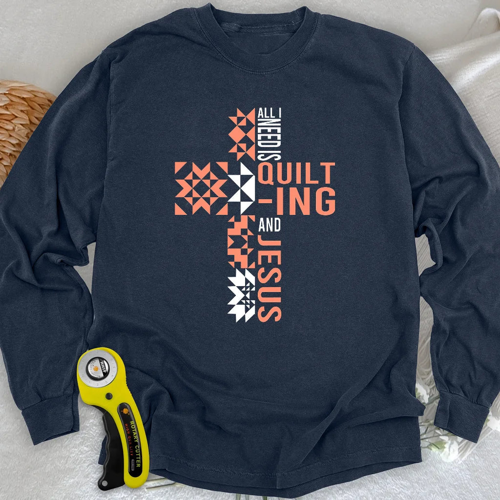 Steppnähen und Jesus Langarm-T-Shirt