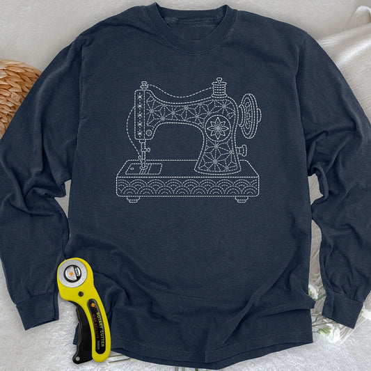 Sashiko Sewing Machine Long Sleeve T-shirt