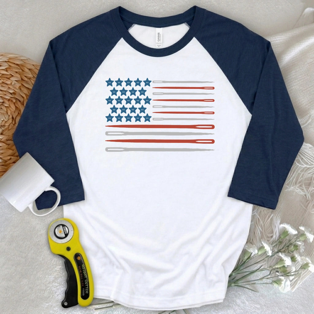 Sewing Flag 3/4 Sleeve T-shirt