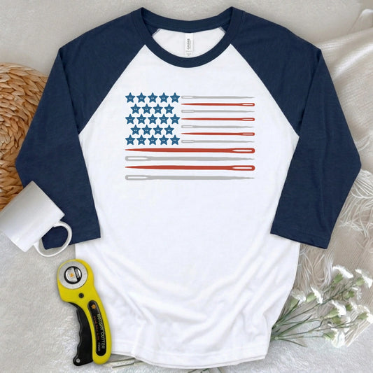 Sewing Flag 3/4 Sleeve T-shirt