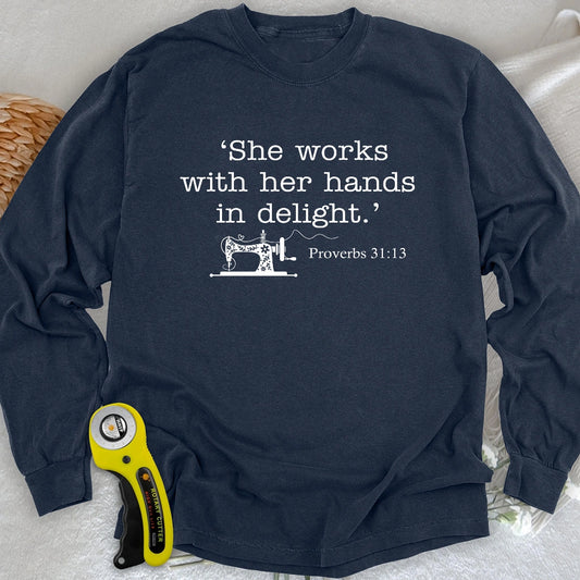 Sewing In Bible Long Sleeve T-shirt