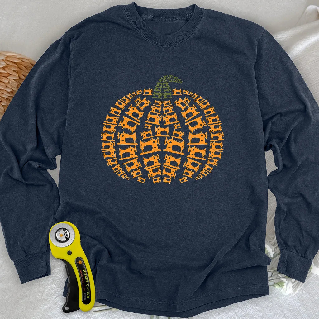 Nähmaschinen Kürbis Langarm-T-Shirt