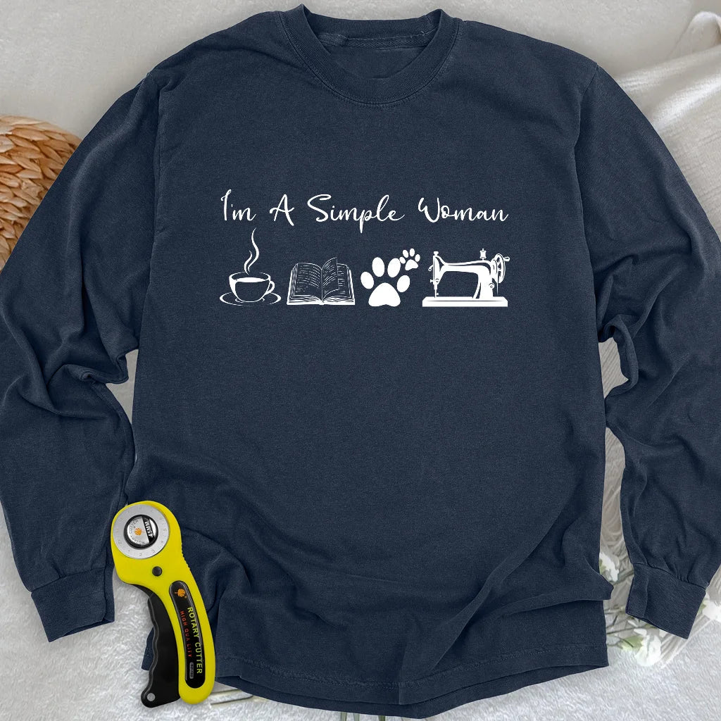Nähende Frau Langarm-T-Shirt